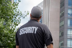 A,Security,Guard,In,Uniform,Patrolling,A,Residential,Area